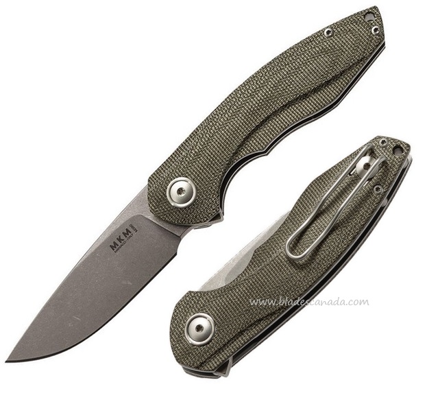 MKM Maniago Timavo Viper Green Flipper Folding Knife, M390 Steel, Micarta, MKMV027