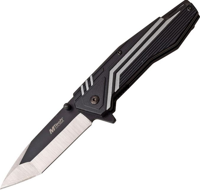 Mtech A1087GY Flipper Folding Knife, Assisted Opening, Aluminum Gray/Black
