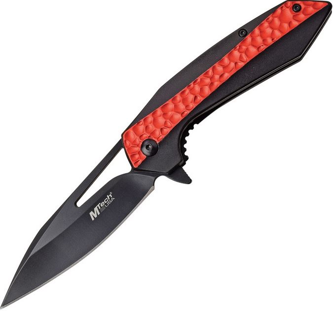 Mtech A1090RD Flipper Folding Knife, Assisted Opening, Aluminum Red