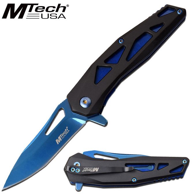 Mtech A1141BL Flipper Folding Knife, Assisted Opening, Aluminum Black