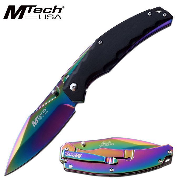 Mtech Knives Spectrum Rainbow Framelock Folder, Assisted Opening, MTA1150RB