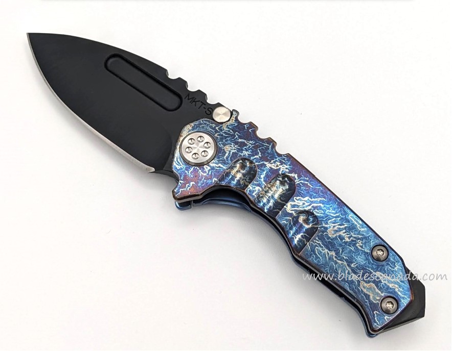 Medford Micro Praetorian Folding Knife, S35VN Black PVD, Titanium Flame/Blue Ano 1