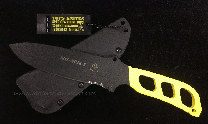 TOPS Mil-Spie 5 Fixed Blade Knife, 1095 Carbon, Kydex Sheath, MIL05CY