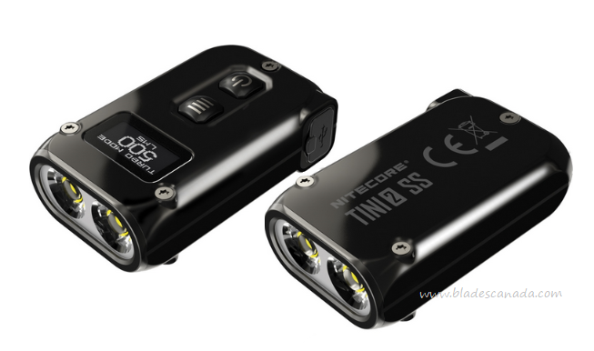 Nitecore TINI 2 Keychain Flashlight, Rechargeable - Stainless Black, 500 Lumens