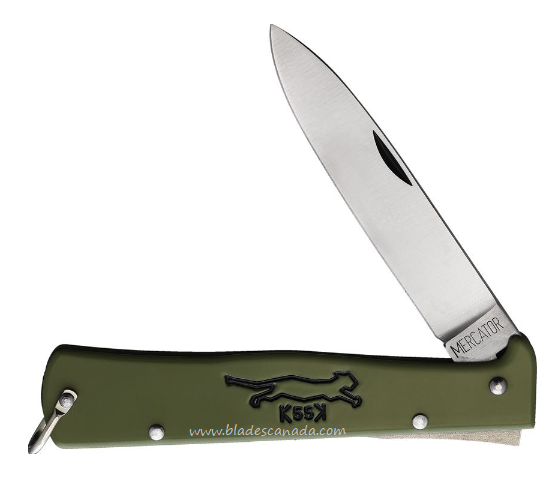 Otter-Messer Large Mecator Folding Knife, Carbon Satin, Stainless Olive Handle, OTT10426KOL