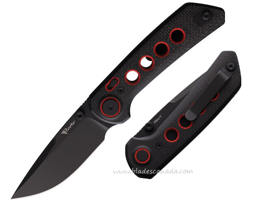 Reate PL-XT Folding Knife, Nitro-V Black, Micarta Black/G10 Red, REA140