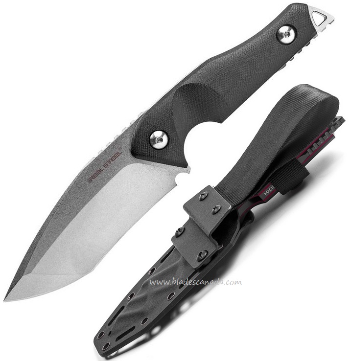 Real Steel Doppler Fixed Blade Knife, D2 Steel, G10 Black, 3781