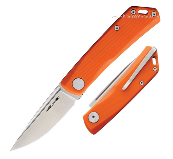 Real Steel Luna LITE Slipjoint Folding Knife, D2 Satin, G10 Orange, RS7036