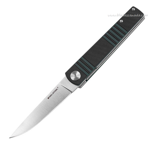 Real Steel Ippon Folding Knife, N690 Satin, G10 Black & Green/Carbon Fiber, RS7240
