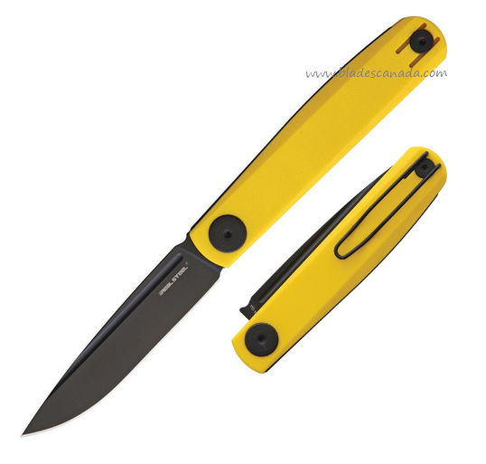 Real Steel Gslip Slipjoint Folding Knife, VG10 Black, G10 Yellow, RS7843