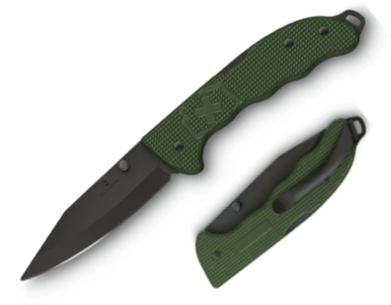 Swiss Army Evoke BSH Folding Knife, Stainless Black, Alox Olive Green, 0.9425.DS24
