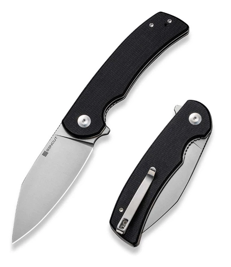 SENCUT Omniform Flipper Folding Knife, Satin Blade, Micarta Black, S23064-2
