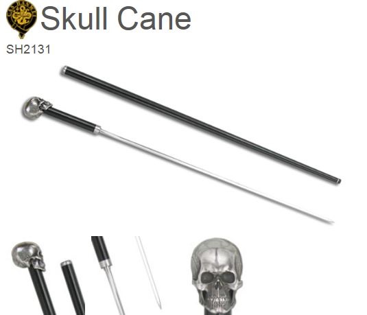 Hanwei Skull Cane, Tempered Carbon Steel, SH2131 - Click Image to Close