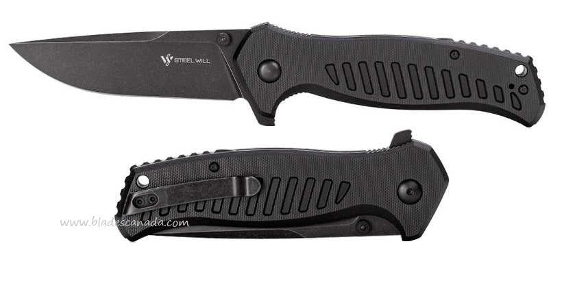 Steel Will Barghest Flipper Folding Knife, D2 Satin, G10 Black, F3703