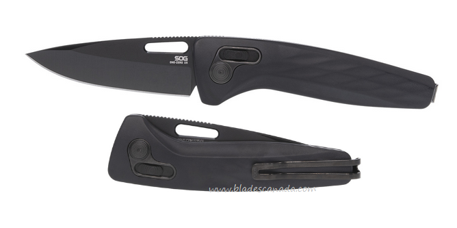 SOG One-Zero XR Folding Knife, CPM S35VN Black, Aluminum Black, 12-73-03-57