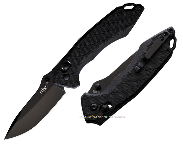 S-Tec Rapid Lock Folding Knife, Stainless Black, G10 Black, STTS032