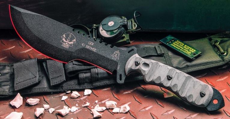 TOPS SkullCrusher's X-Treme Fixed Blade Knife, 1095 Carbon, Micarta, Nylon Sheath, SXB10