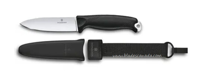 Swiss Army Venture Fixed Blade Knife, 14C28N, Black Handle, 3.0902.3