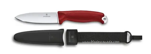 Swiss Army Venture Fixed Blade Knife, 14C28N, Red Handle, 3.0902