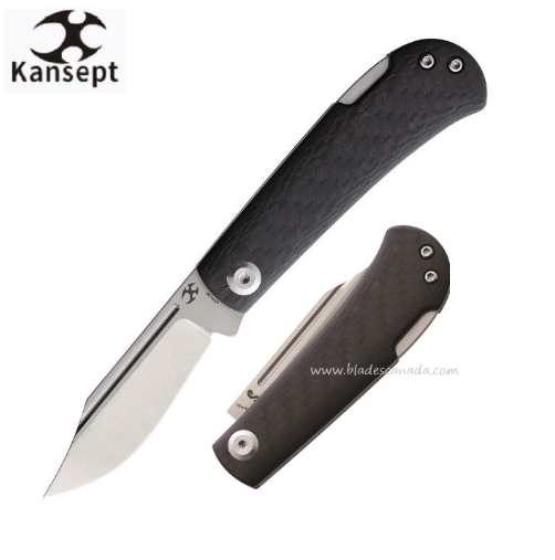 Kansept Wedge Lockback Folding Knife, 154CM, Twill Carbon Fiber, T2026B5