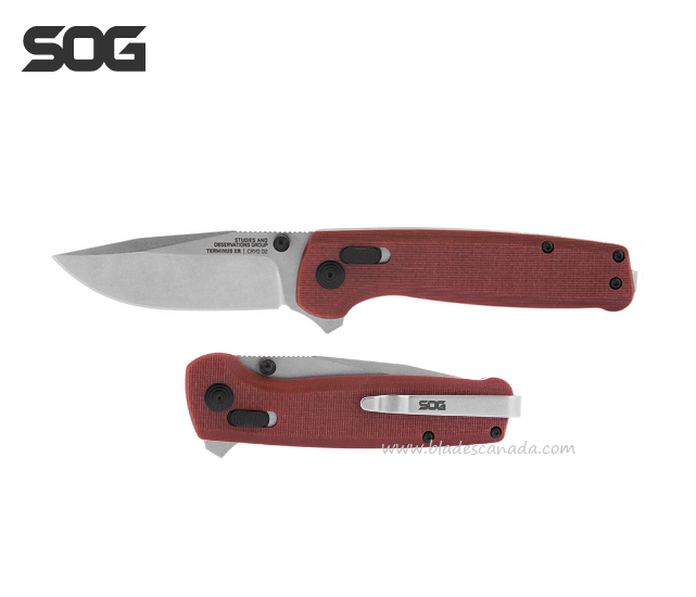 SOG Terminus XR Flipper Folding Knife, D2 SW, G10 Crimson, TM1023