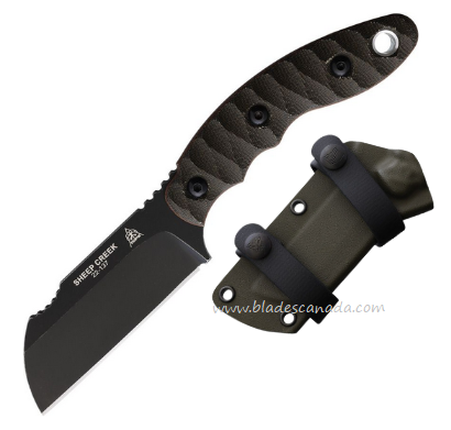 TOPS Knives Sheep Creek Fixed Blade Knife, 154CM Black, Micarta Green/Tan, SPCK01