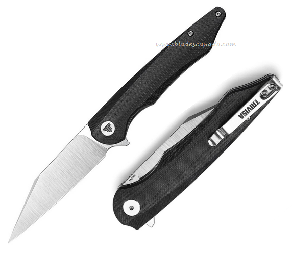 Trivisa Lynx Flipper Folding Knife, 14C28N Satin, G10 Black, TY02G14
