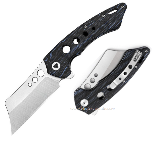 Trivisa Mensae Flipper Folding Knife, 154CM Satin, G10 Black/Blue, TY04BB154G