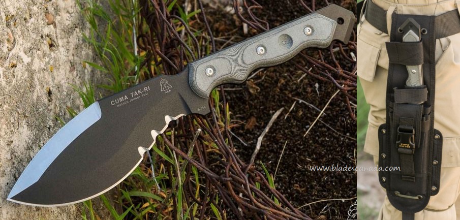 TOPS CUMA TAK-RI 2 Fixed Blade Knife, 1095 Carbon, Micarta, Nylon Sheath