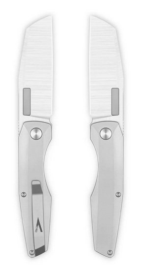 Vero Engineering Axon Folding Knife, M390 Belt Satin, Titanium Stonewash