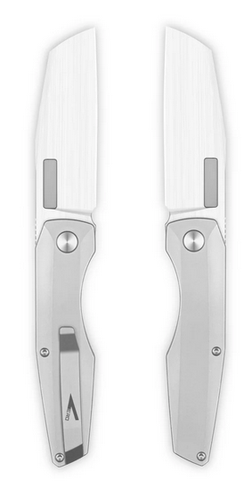 Vero Engineering Axon Folding Knife, M390 Hand Satin, Titanium Stonewash