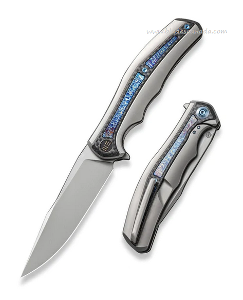 WE Knife Zonda Flipper Framelock Knife, CPM 20CV, Titanium/Carbon Fiber, 22016-2