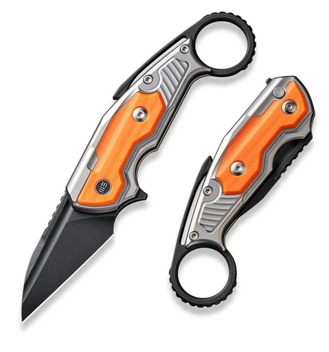 WE Knife Yardbird Flipper Button Lock Knife, CPM 20CV Black, Titanium/G10 Orange, 22021-1