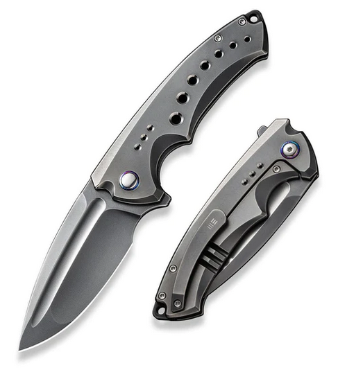 WE Knife Nexusia Flipper Framelock Knife, Ltd Edition, CPM 20CV, Titanium Gray, 22044-6