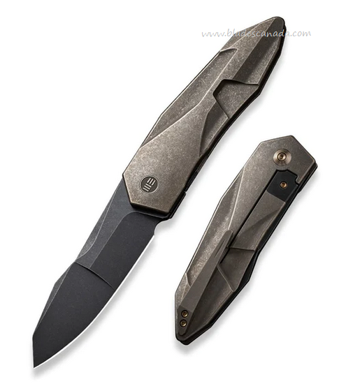 WE Knife Solid Flipper Framelock Knife, CPM 20CV Black SW, Titanium Bronze, 22028-3