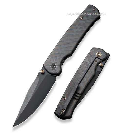 WE Knife Evoke Flipper Framelock Knife, CPM 20CV Black, Titanium Flame, WE21046-4