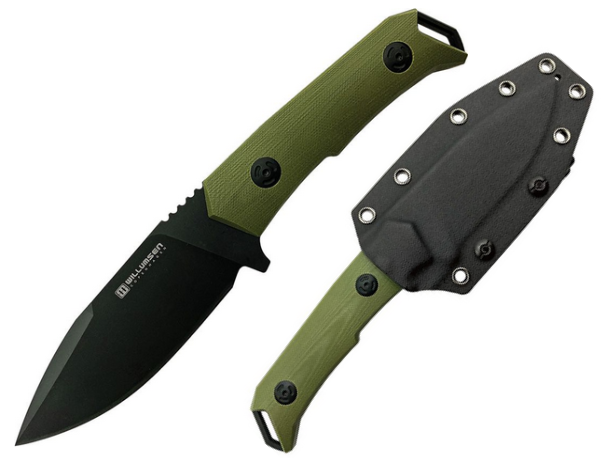 Willumsen Copenhagen Medium Despot Fixed Blade Knife, AUS8 Black, G10 OD Green, WLM005