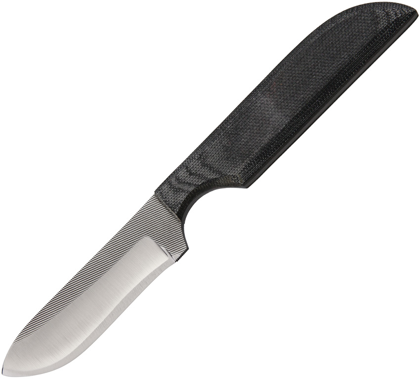 Anza Fixed Blade Knife, Carbon Steel, Micarta Black, Leather Sheath, AZSP3M