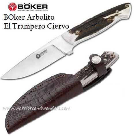 Boker Arbolito El Trampero Ciervo Fixed BLade, Stag Handle 02BA575H