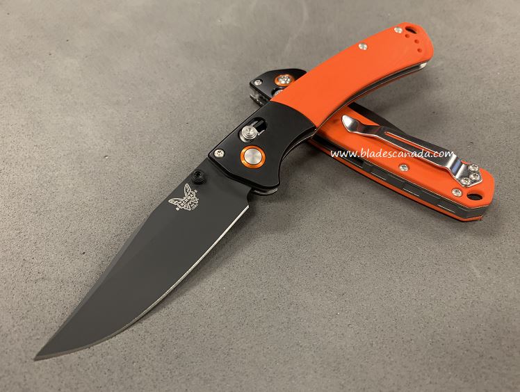 Benchmade Mini Crooked River Folding Knife, 20CV, G10 Orange, 15085CU14