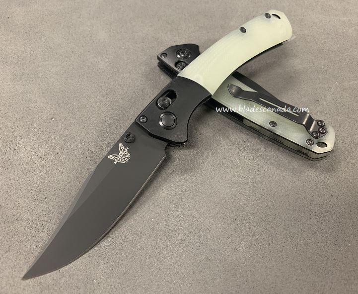 Benchmade Mini Crooked River Folding Knife, 20CV, G10 Jade, 15085CU2