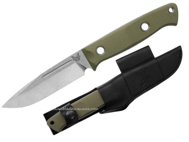Benchmade Sibert Bushcrafter Fixed Blade Knife, CPM S30V, G10 OD Green/Red, 163-1