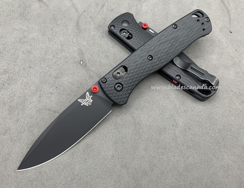 Benchmade Bugout Customized Folding Knife, S90V Black, Black G10, Red Thumbstud & Standoffs, 535CU218