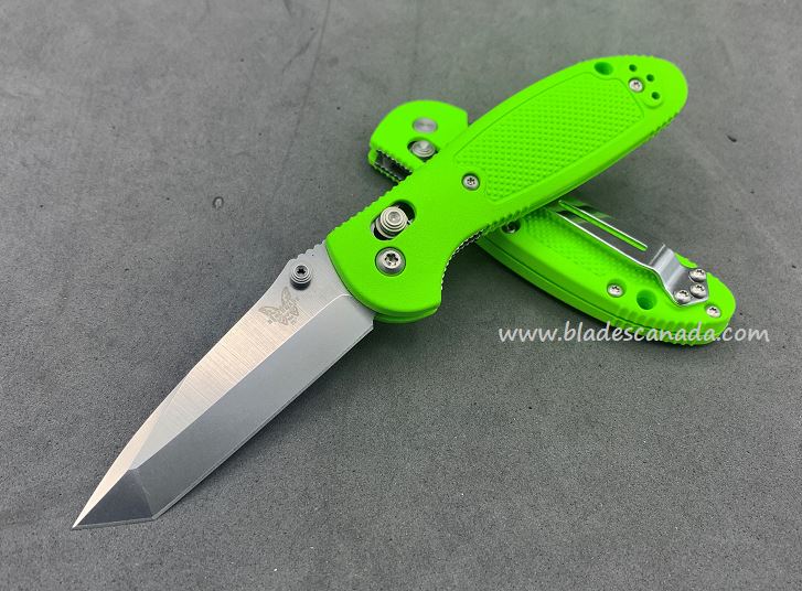 Benchmade Mini Griptilian Pardue Folding Knife, D2 Tanto, Neon Green, 557CU3