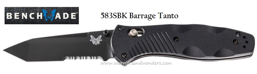 Benchmade Barrage Folding Knife, Assisted Opening, 154CM Tanto, Valox Black, 583SBK