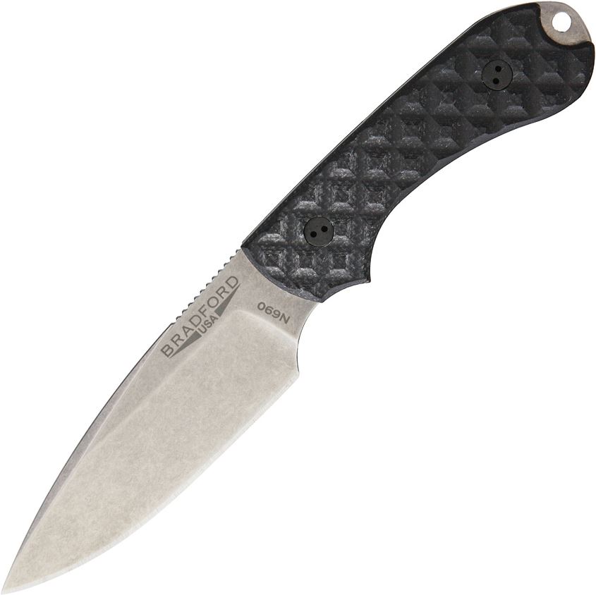 Bradford Guardian 3 EDC Fixed Blade Knife, N690, G10 Black, Leather Sheath, BRAD01
