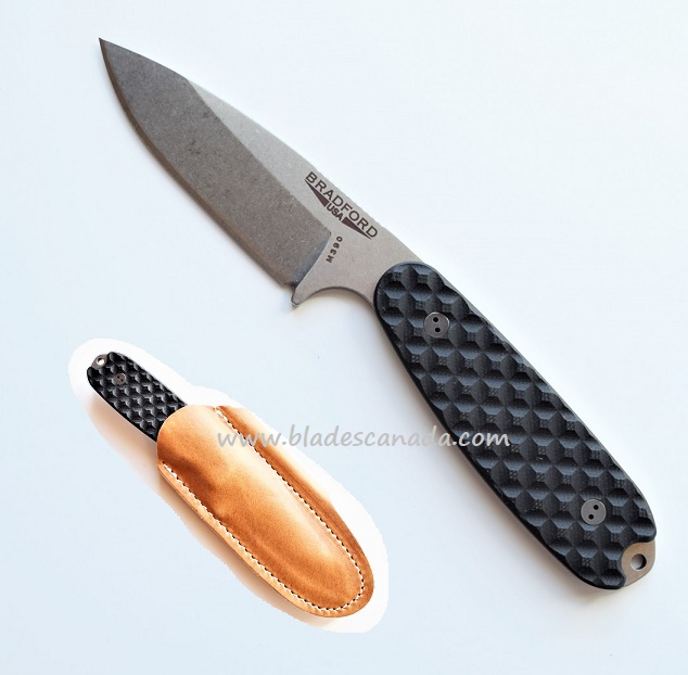 Bradford Guardian 3.5 Sabre Knife, M390 Stonewash, Black Textured G10, 3.5S-001-M390