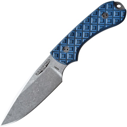 Bradford Guardian 3 Fixed Blade Knife, AEB-L Stonewash, G10 Black/Blue,3FE013A