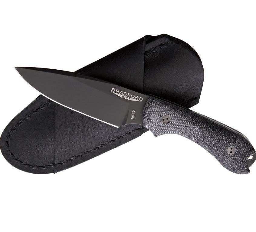 Bradford Guardian 3 Fixed Blade Knife, N690 DLC, 3D Micarta Black, BRAD3FE101B