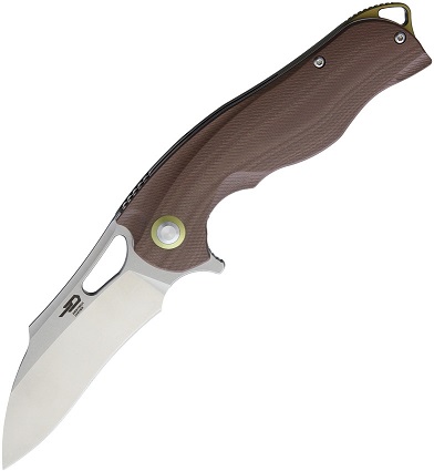Bestech Rhino Flipper Folding Knife, 154CM, G10 Brown, BG08B-1